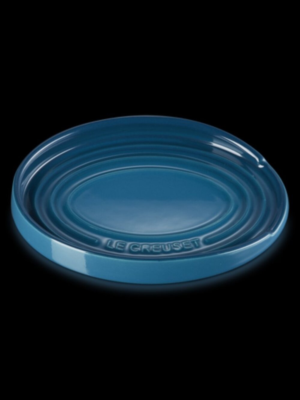 Le Creuset Stoneware Oval Spoon Rest Deep Teal Blue NEW
